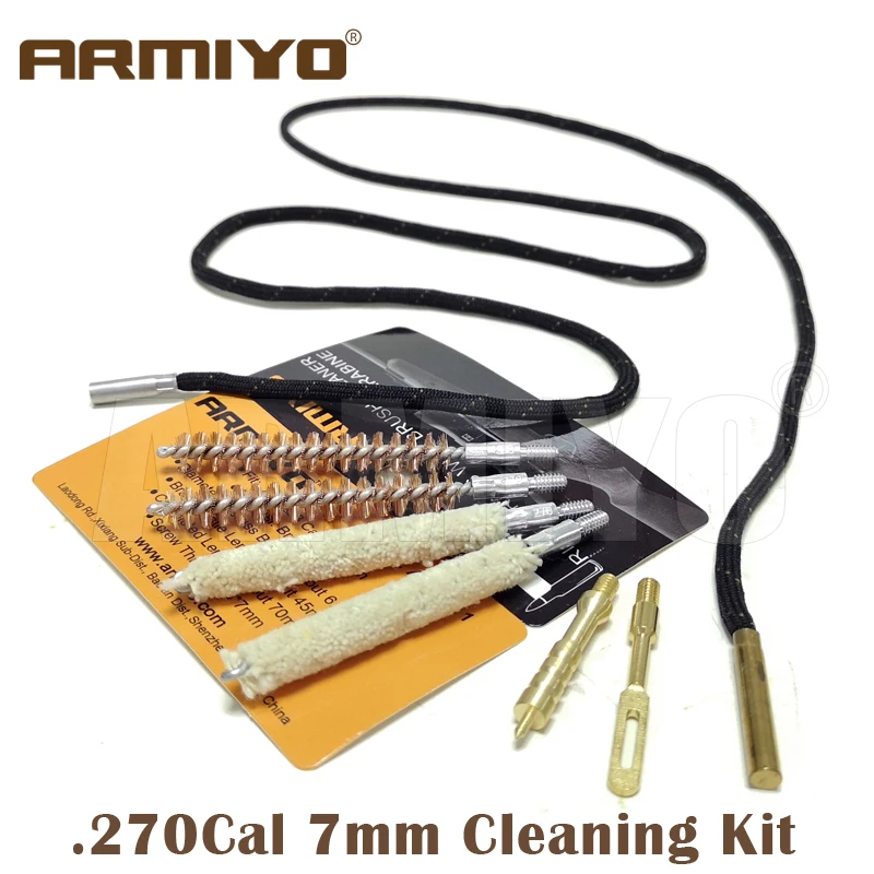 

Armiyo .270Cal 7mm 6pcs/set Gun Bore Brush Kit Barrel Cleaning Swabs Brass Deposits Patch Puller Thread 8-32 Hunting Accessories