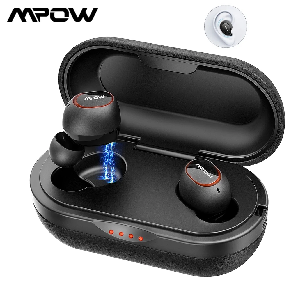 Mpow T5/M5 наушники-вкладыши TWS Bluetooth наушники со светодиодными огнями 5,0 Беспроводной наушники IPX7 Водонепроницаемый гарнитура 36H проигрывания во время езды на Поддержка Aptx наушники-вкладыши TWS для Xiaomi iphone