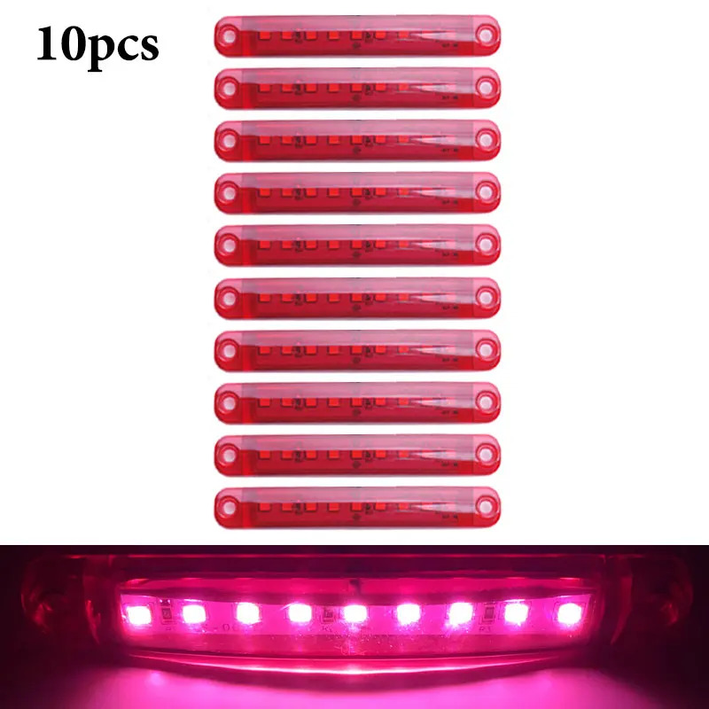 10PCS RED RXZ 50 шт. 24 В светодиодные фары для грузовиков 9SMD маркер светильник автомобильный Автобус Грузовик боковой маркер индикатор прицеп светильник задний боковой фонарь - Цвет: 10PCS RED