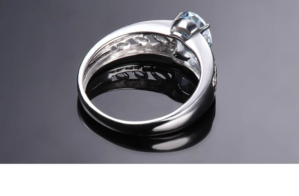 Обручальное кольцо, 1.16Ct, натуральный драгоценный камень, аквамарин, Одноцветный, 10 к, белое золото, хорошее модное ювелирное изделие с камнем для женщин, подарок, новинка