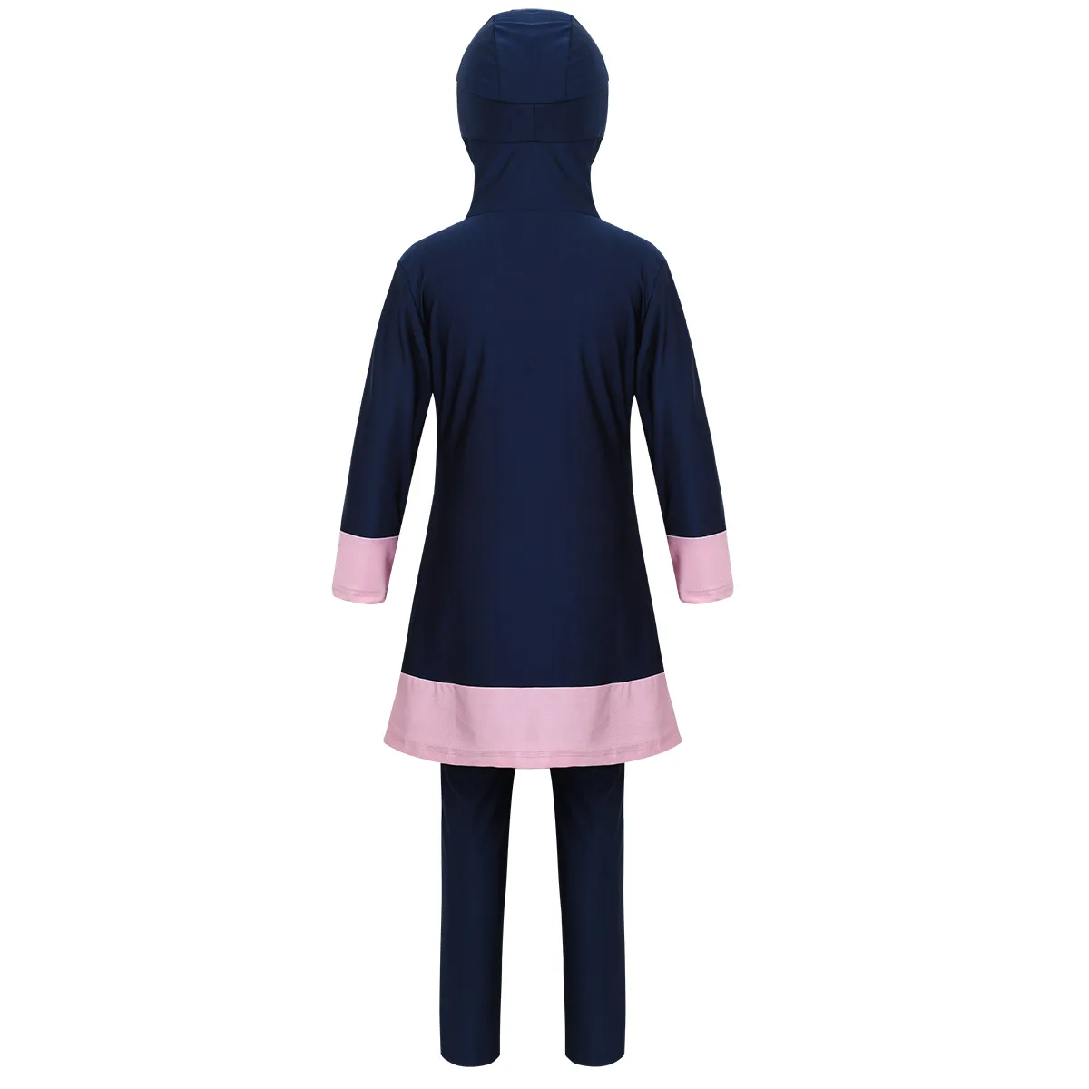 2PCS Kids Girls Bathing Suits Long Sleeves Sweetheart Printed Full Cover Conservative Hijab Burkini Swimwear Swimsuit with Pants