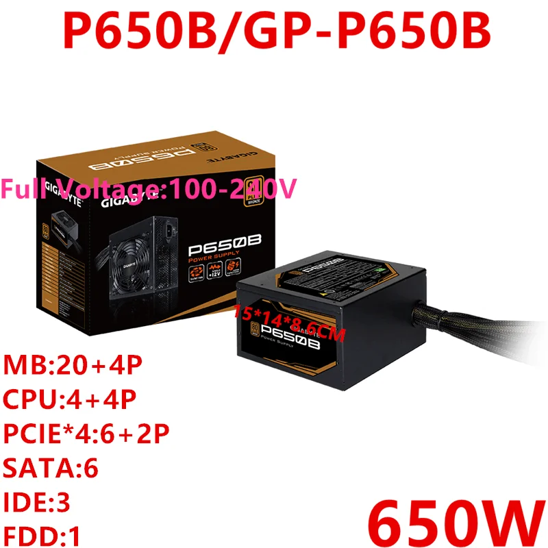Блок питания для Gigabyte блок питания ATX 12В 80 плюс Бронзовый немодульным игра немой Питание 650W Питание P650B/GP-P650B