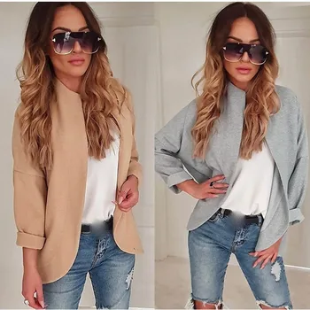 

2019 spring Autumn female cardigan sweatershirt coat a little shawl Solid jacket OL Long Sleeve open Shirts