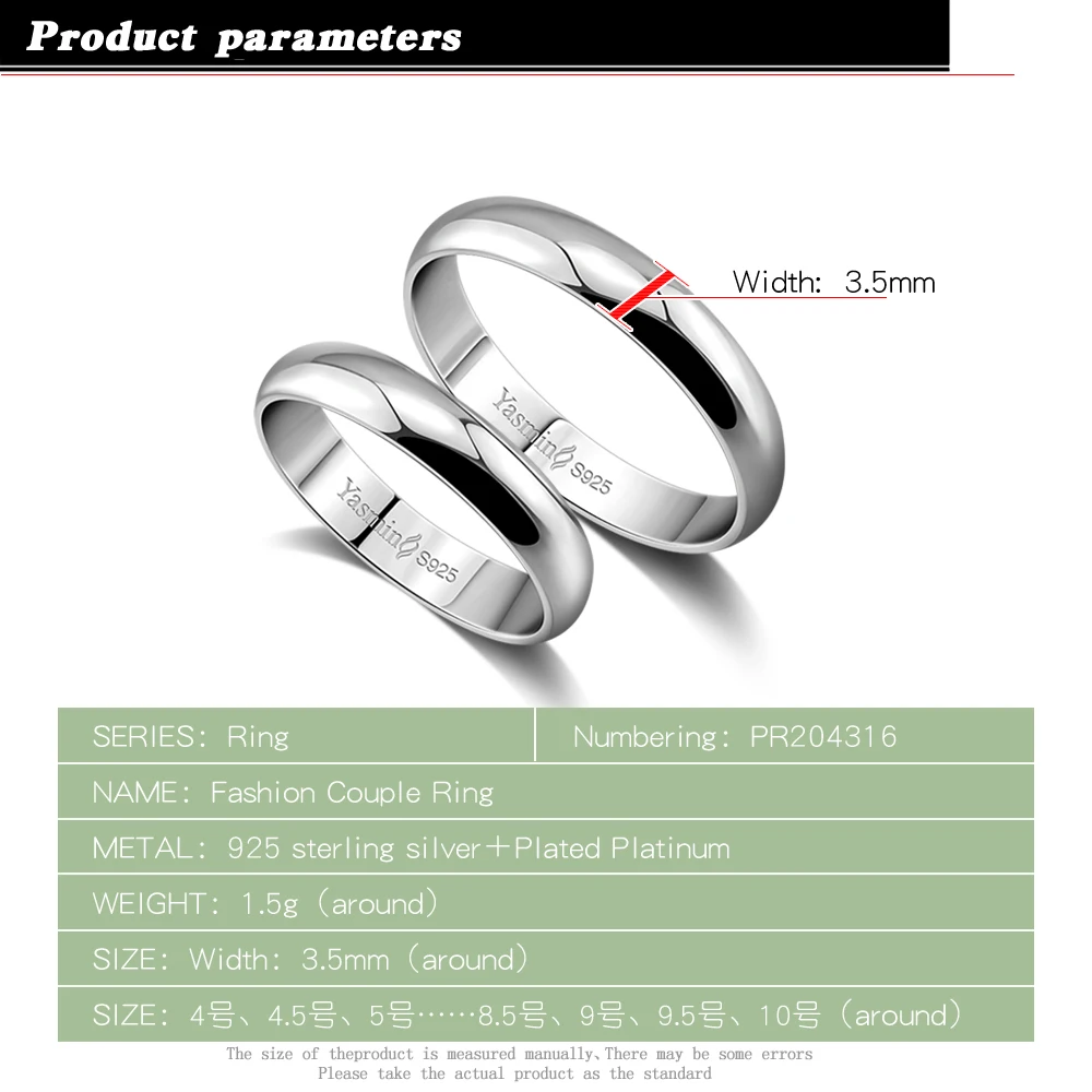 Classic Couple Rings 100% 925 Sterling Silver Woman & Men Ring Fashion Simple Solid Silver Wedding Ring Jewelry Gift For Lover couple rings
