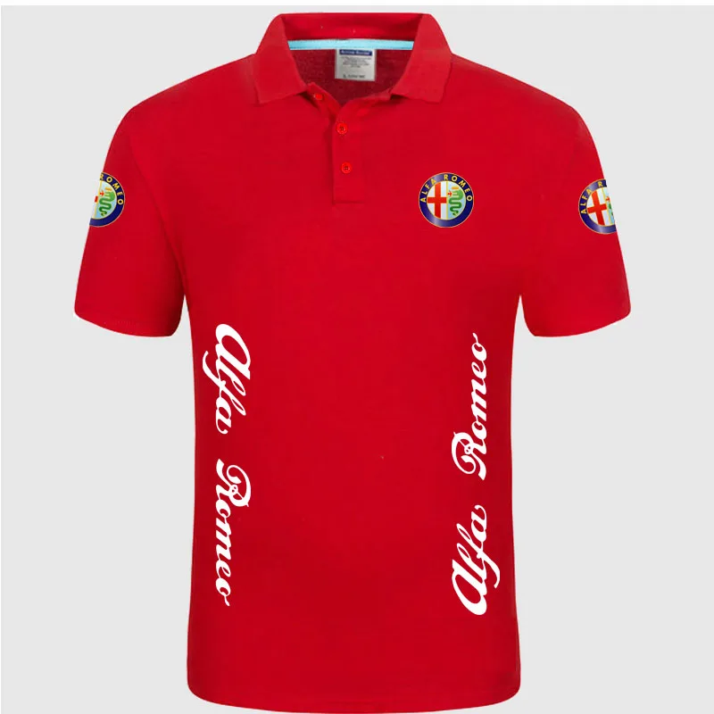 Summer men short sleeve polos mens shirts tops Alfa Romeo polo shirt - Цвет: Красный