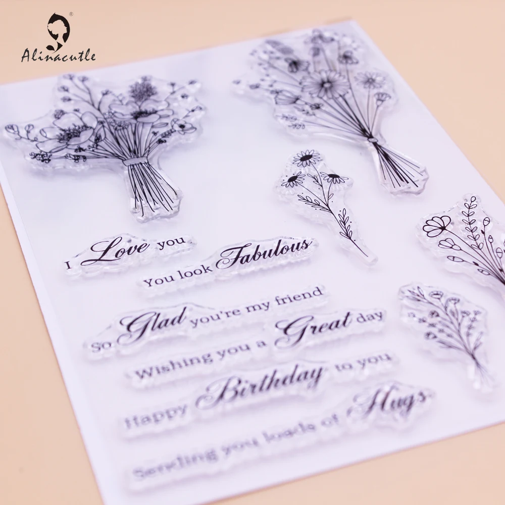 Clear Stamps Clear Rubber Stamps Alinacutle CLEAR STAMPS Bunch Of Flower Scrapbooking Card Album Paper Craft Rubber Transparent Silicon Clear Stamp