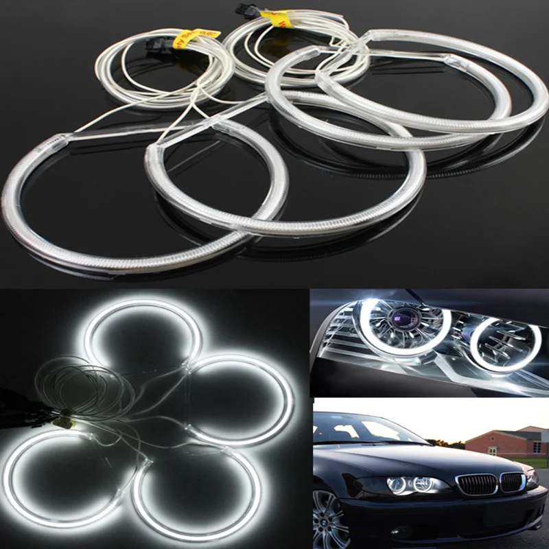 4 предмета в комплекте, для BMW E36 E39 E46 131 мм ангельские глаза гало кольца Ксеноновые белые светодиодные лампы с холодным катодом(CCFL) Ангельские глазки гало кольца фары лампы