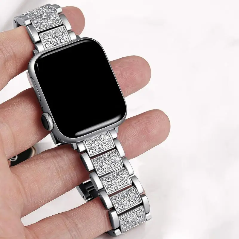 Для Apple Watch ремешок 40 мм 44 мм 38 мм 42 мм Женский бриллиантовый ремешок для Apple Watch серии 4 3 2 1 iWatch браслет из нержавеющей стали ремешок