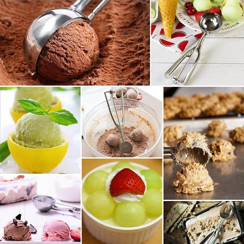 MESNUG Multi-purpose Stainless Steel Ice Cream Scoop Ergonomic Comfort Handles Hands-Free Food Release Cookie Ice Cream Scoop