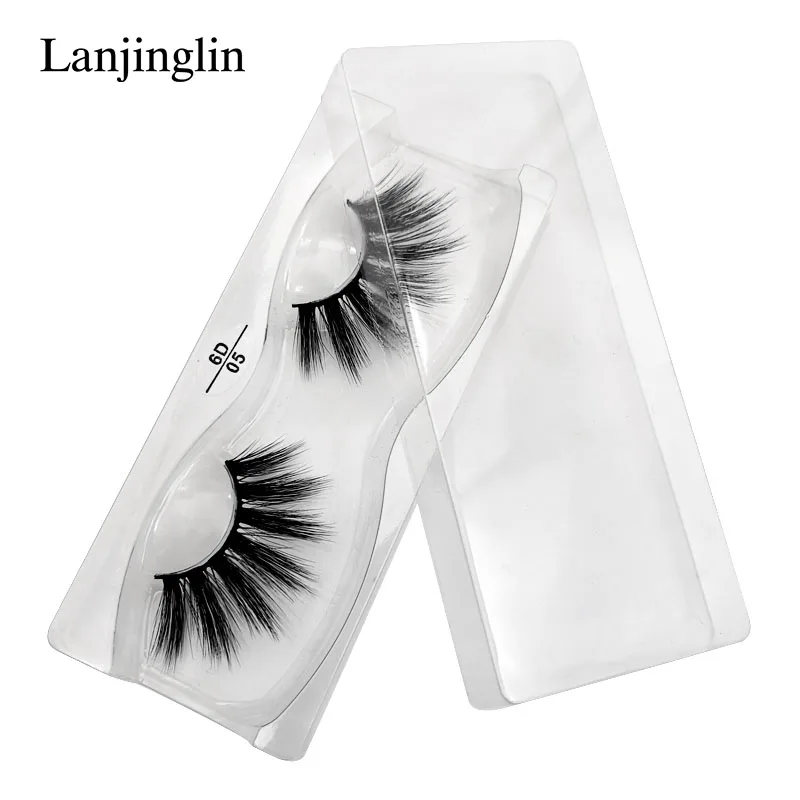 LANJINGLIN 25 мм норковые ресницы Мягкие Длинные Накладные ресницы 3D крест драматические ресницы пушистые тонкие ручной работы макияж искусственные cilios