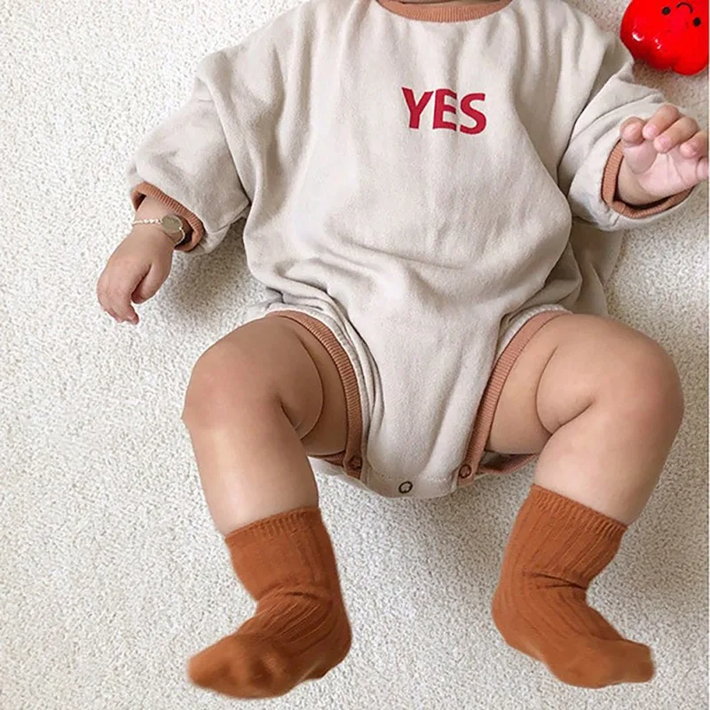 

Autumn Infant Baby Clothes Long Sleeve Letters Print Thicken Velvet Kids Girls Boys Bodysuit Outfits for 0-18M Babies