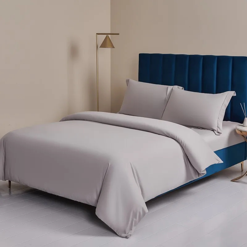 

Grey Queen King Duvet Cover Set Brushed Cotton Soft Solid Color 4Pcs Bedding Set with Bedsheet 2 Pillowcases Warm Breathable