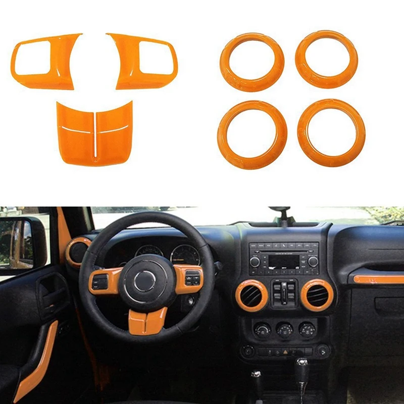 Полный комплект интерьера отделка комплект рулевого колеса центральная консоль воздуха на выходе отделка, дверная ручка крышка внутренняя для Jeep Wrangler Jk