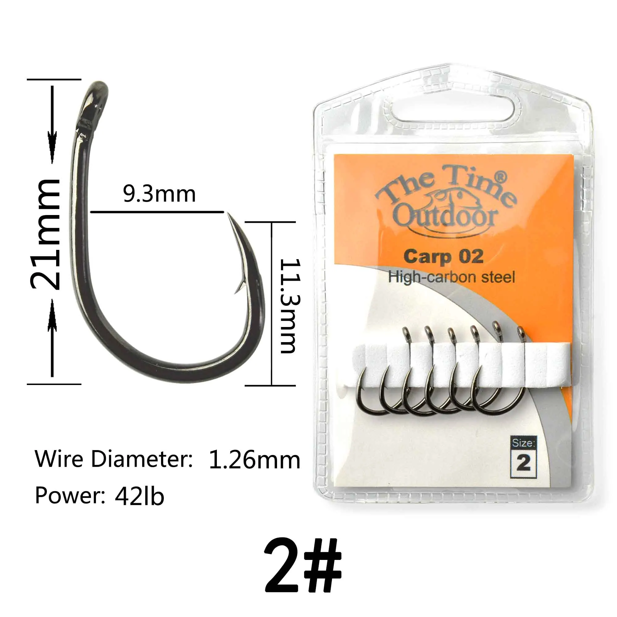 Premium Barbed Carbon Steel Fishing Hooks - High-Quality Carp Tackle (1 Pack)