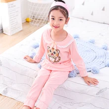 Хлопковые пижамы; комплект из двух предметов для девочек; сезон осень-зима; милый пижамный комплект с длинными рукавами; детская одежда для сна; Милая Пижама для детей; костюм