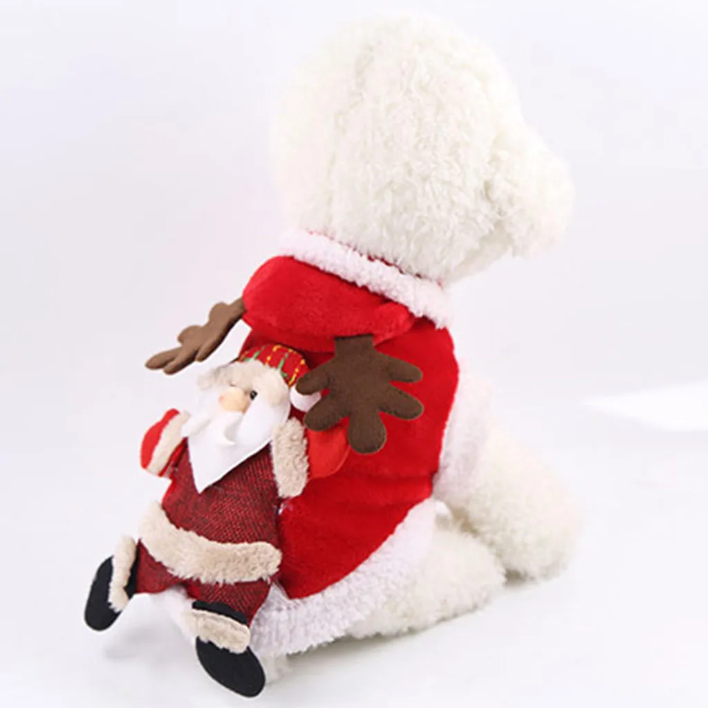 Новинка года; рождественское платье с Санта-Клаусом и оленем для домашних животных; теплая зимняя одежда; утепленная одежда