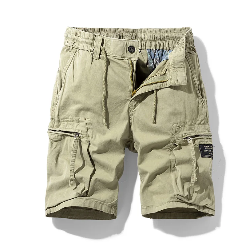 2021 New Summer Solid Color Fashion Cotton Casual Breeches Cargo Men Shorts Men Breathable Quick Dry Multi Pocket Hip Hop Short 2