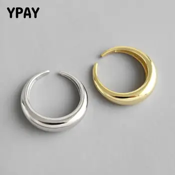

YPAY Genuine 925 Sterling Silver Adjustable Ring 2020 New Arrival Glossy Arc Surface Open Rings for Women Female Jewelry YMR644