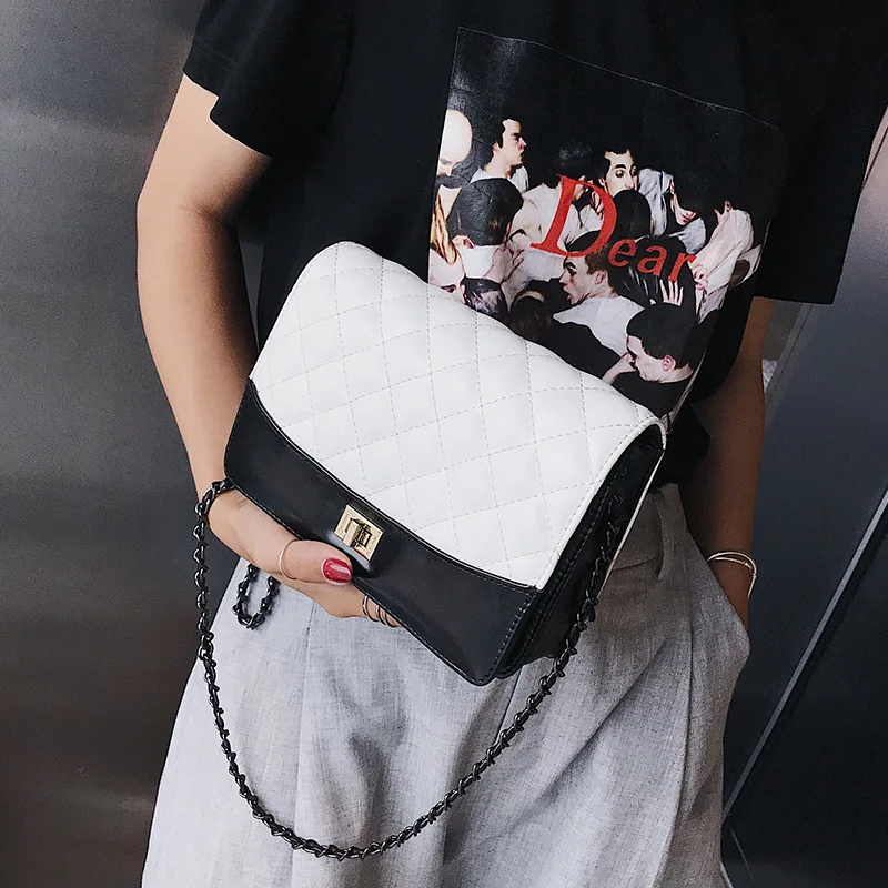 

Korean-style Classic Rhombus Pillow Contrast Color Lock Simple One-Shoulder Oblique WOMEN'S Bag
