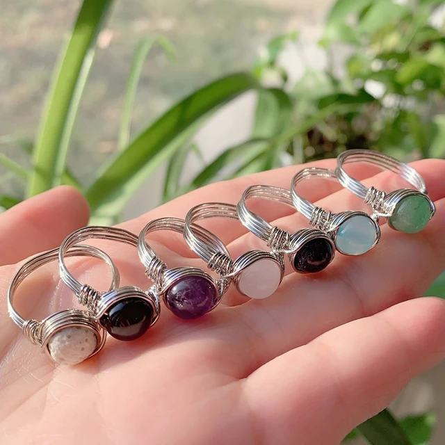 Healing Crystal Rings , Adjustable Crystal Ring, Natural Crystal Rings,  Boho Rings, Calming Stone ,natural Stone Ring ,kunzite - Etsy