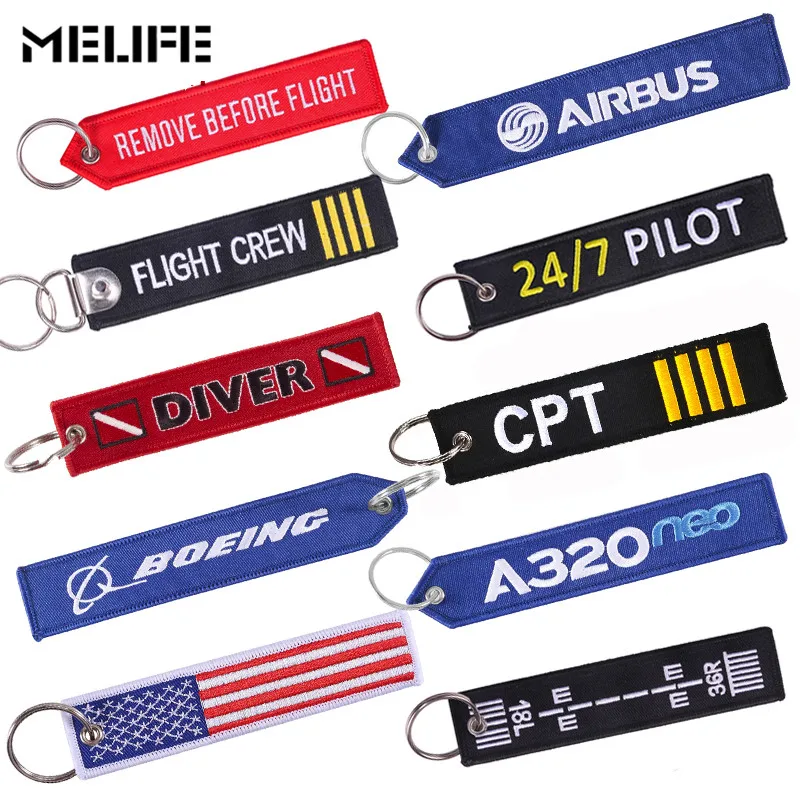 

MELIFE Outdoor Climbing accessories Keychain Remove Before Flight Car Keychains Berloques Red Embroidery Highlight Key Fobs