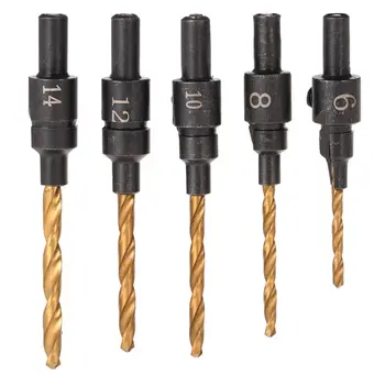 

High Quality 5pcs Woodworking Chamfering Cutter Countersink Drill Bit Set Counter Bore Screw