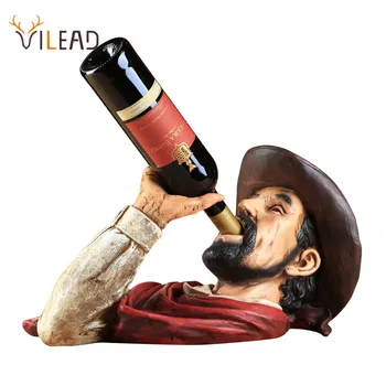 

VILEAD Creative Wine Rack American Retro Cowboy Decoration Alcohol Bottle Holder Practical Home Kitchen Bar