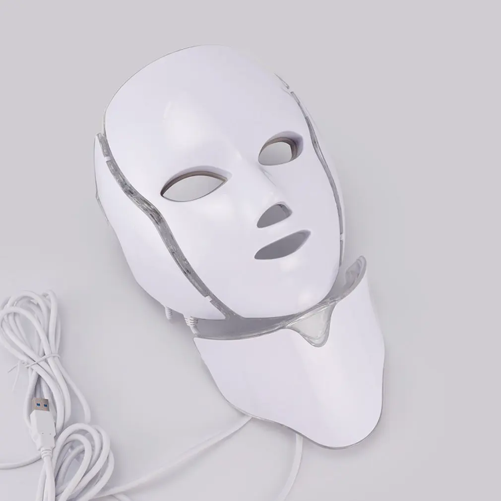 7 Colors Led Mask Face& Neck Neon-glowing Light Skin Therapy Facial Skin Care Wireless Rejuvenation Acne Face Skin Beauty