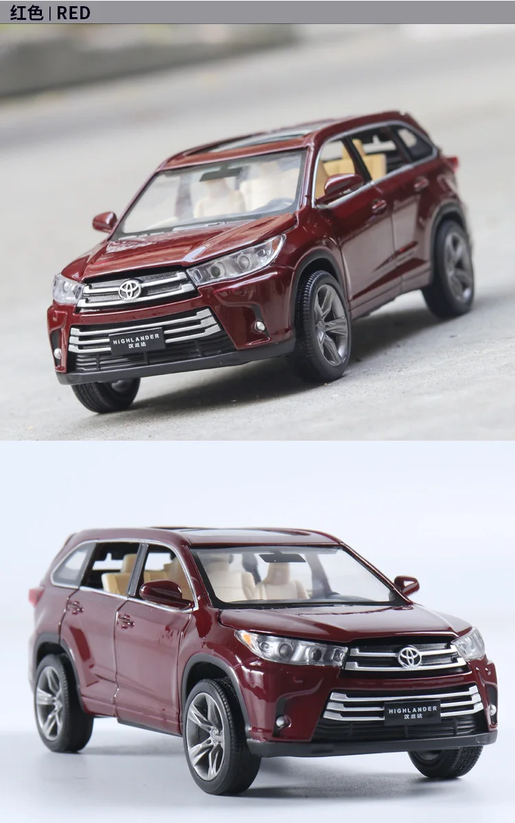 1/32 Toyota Highlander Diecasts& Toy Vehicles модель автомобиля со звуком и светильник коллекция автомобиля игрушки для мальчика Детский подарок на день рождения