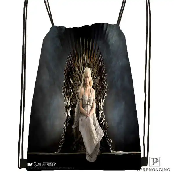 Индивидуальная Игра престолов khaleesi походная сумка на шнурке милый рюкзак для детей(черная спинка) 31x40 см#2018611-217 - Цвет: Drawstring Backpack
