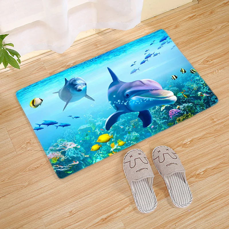 Современный 3D аквариум Дельфин Крытый коврик кухня ванная комната прикроватные коврики мягкий фланелевый обеденный ковёр для гостиной дверной коврик