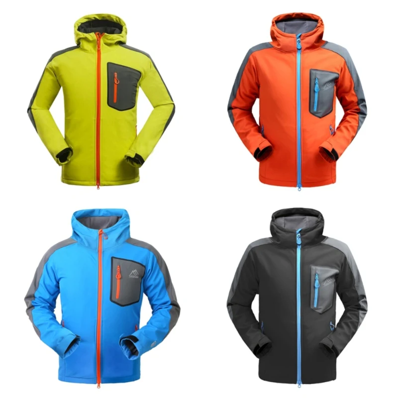 

Softshell Jackets Men Waterproof Hooded Jacket Hiking Fleece Rain Coat Windbreaker Outdoor Camping Trekking Sportswear