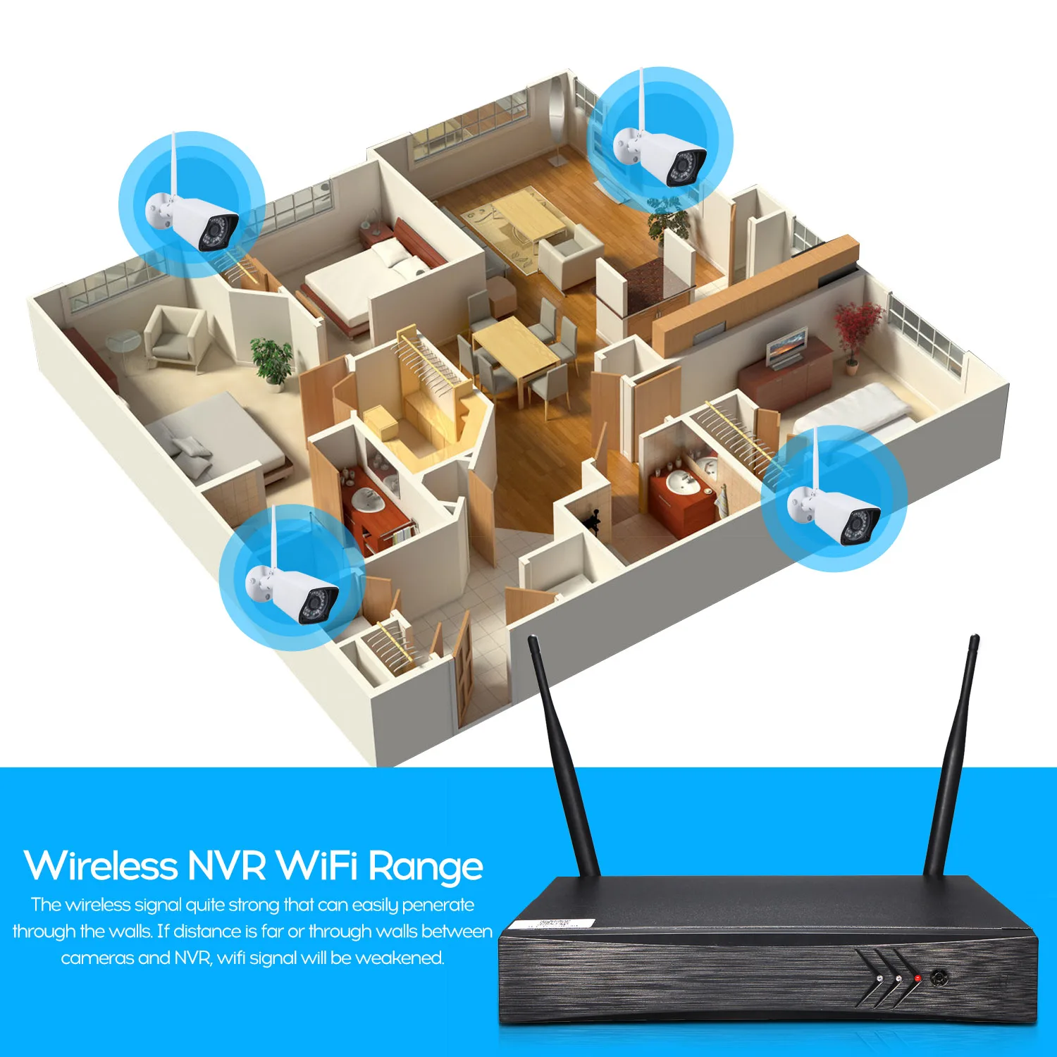 NVR 4CH 1080P видео рекордер Домашняя безопасность 2 шт. IP камера CCTV безопасности Беспроводная система видеонаблюдения Комплект для улицы