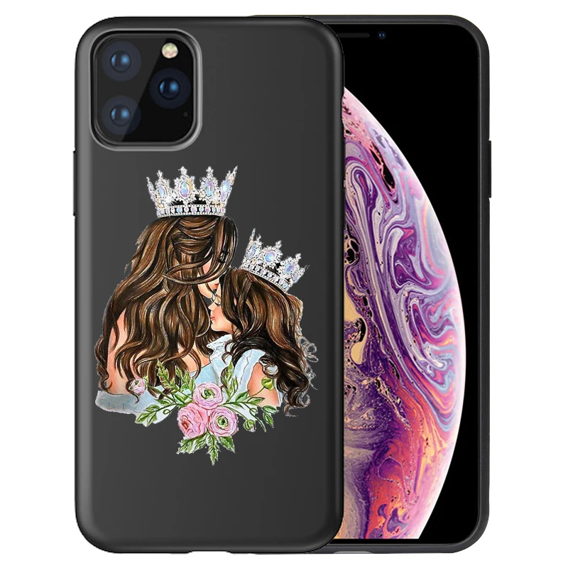 Fashion Super Mom Baby Girl Phone Case For iphone 11 11Pro Max Family Case for Capa iPhone 11 Case Etui