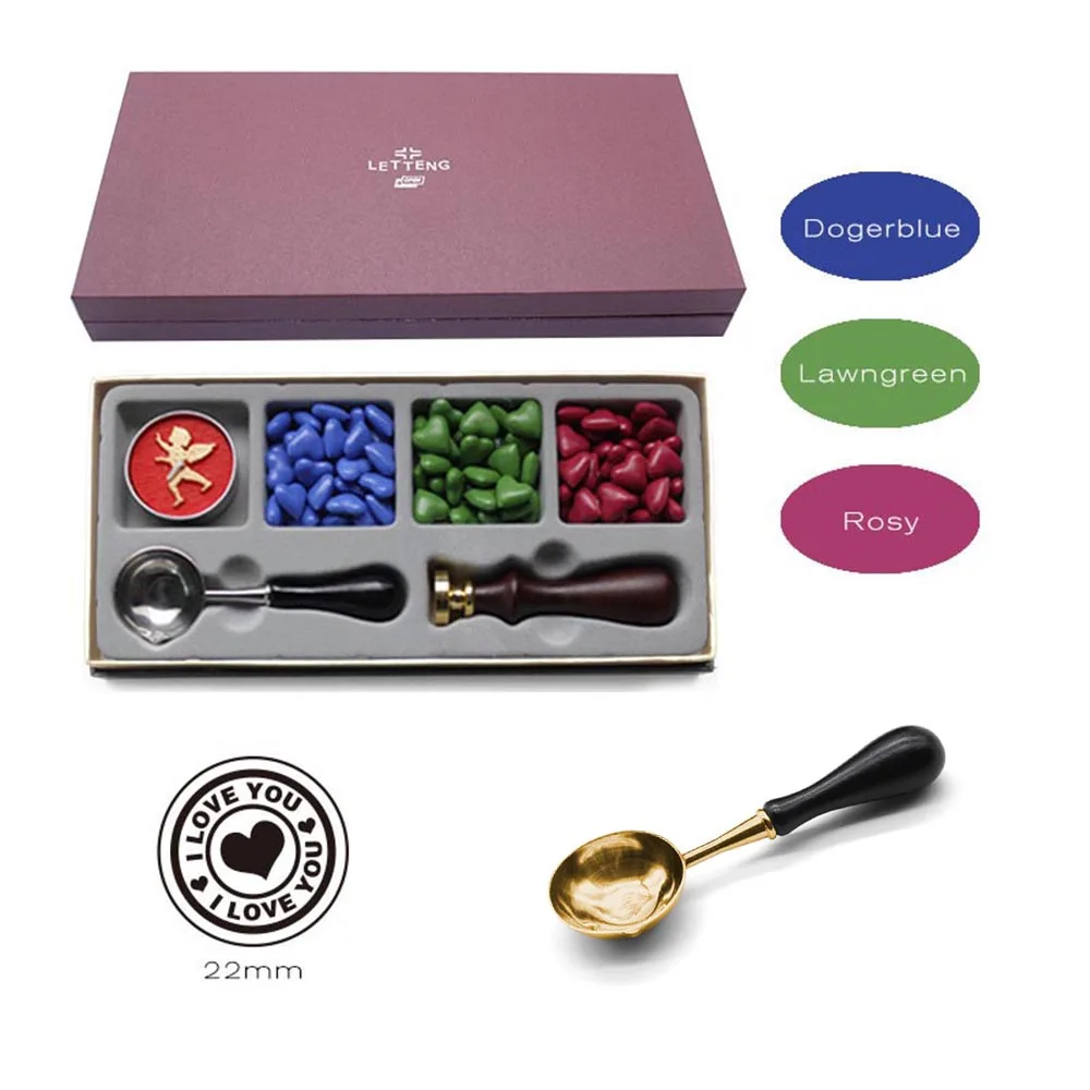 

1 Set Creative Stamps DIY Seal Envelope Sealing Wax Stamp Lacquer Wax Spoon Seal Post Stamp Scrapbooking Stamping with Box