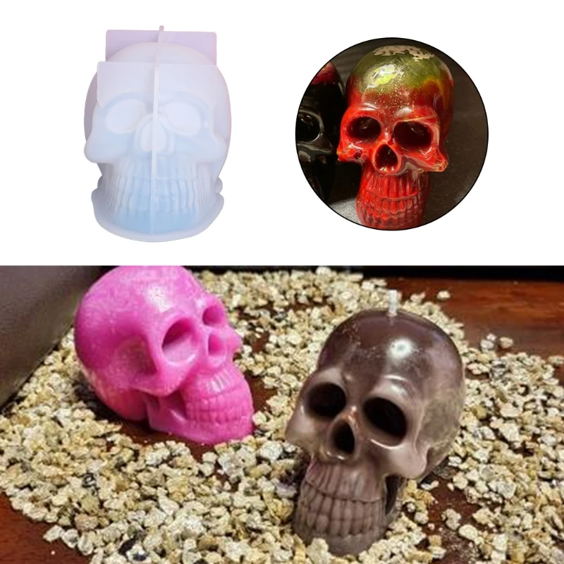 Xumeili Halloween Party Making Prop Skull Mold Silicone DIY Resin Handmade Soap Tray Silicone Mold DIY Hand Craft Pretty Pattern