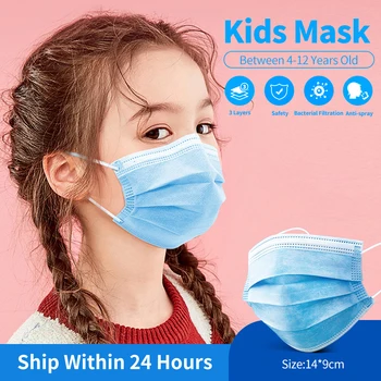 

Children Face Masks 3 Layer Elastic Mouth Mask Disposable Kids Mask filter soft Safe Anti PM2.5 Non-woven Protective Dust Mask