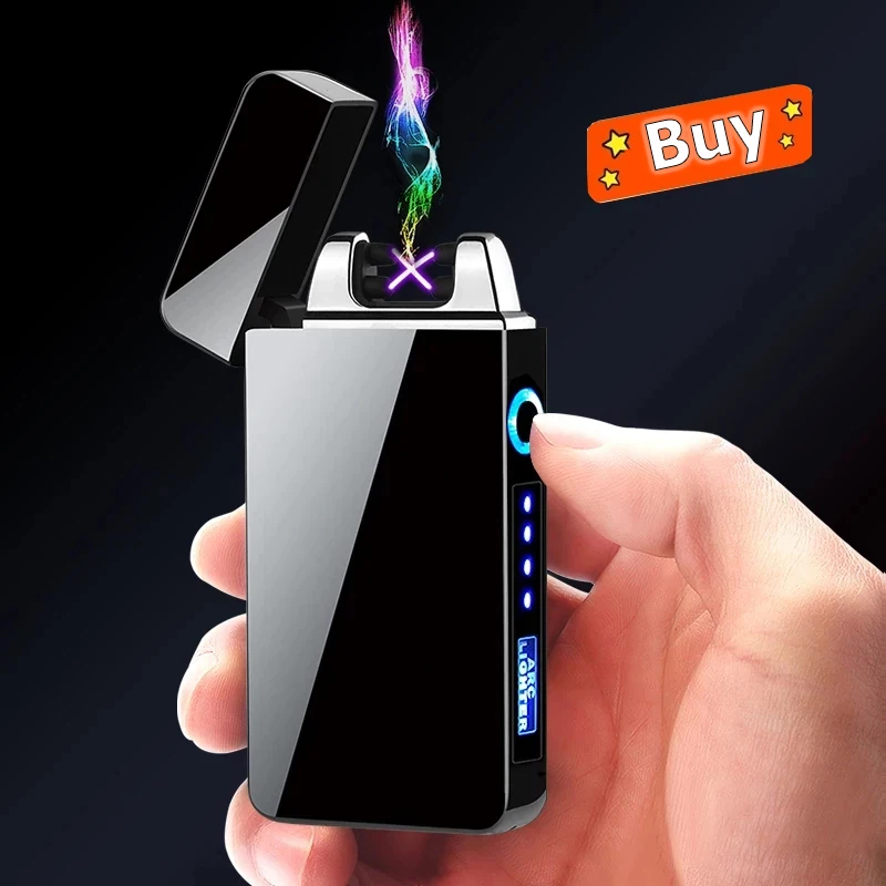 Electric Dual Arc Lighter USB Rechargeable Windproof Flameless Plasma Pulse Lighters For Cigarette Candle With LED Power Display | Дом и сад