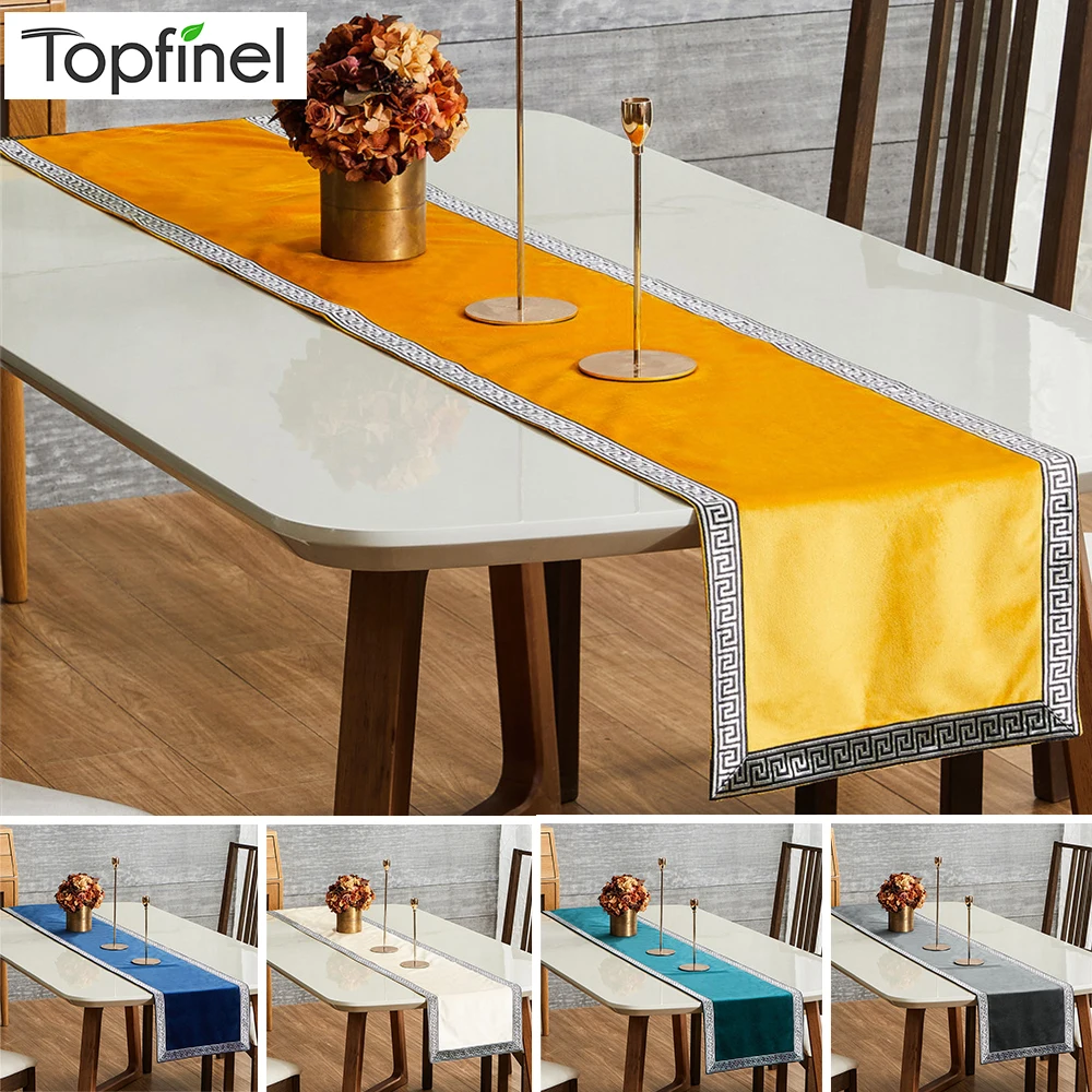 

Topfinel Table Runners Soft Velvet Geometric Luxury Bed Runner Cloth Rectangle Modern Dining Table Decoration For Wedding Party