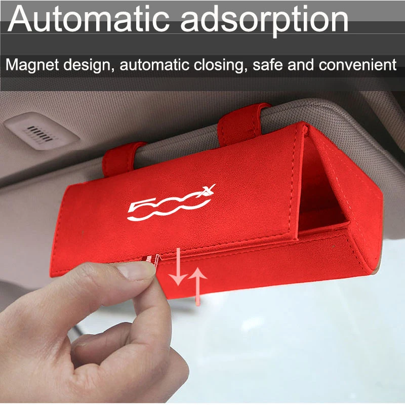 1pc For Fiat 500x Flocking Car Glasses Box Storage Holder Auto Sunglasses Case Sunglasses Holder Organizer  Accessories