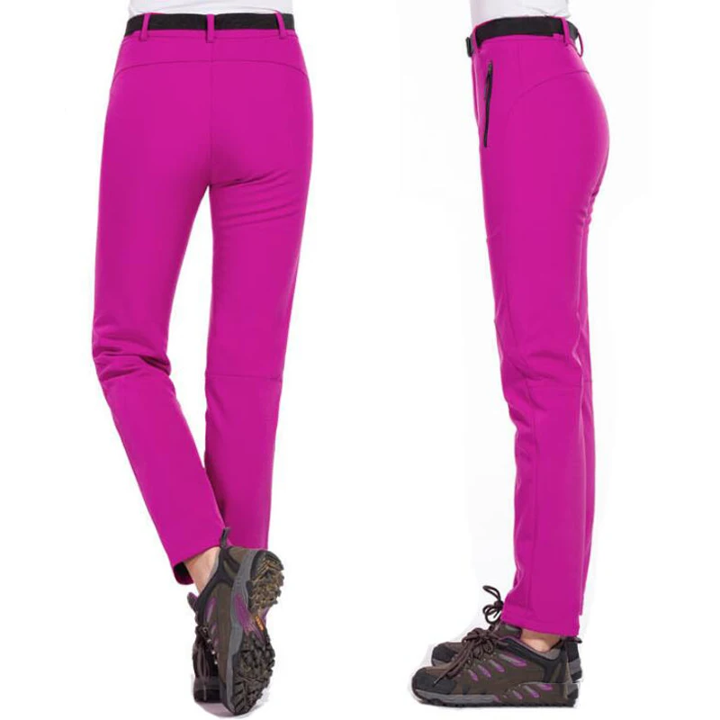 Hiking Pants Winter Women's Outdoor Pants Thick Fleece Warm Softshell Sports Trousers Hiking Trekking Skiing Waterproof Size 3XL