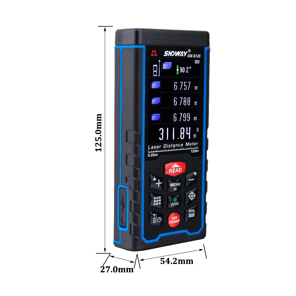 Beste 80M120M Laser Afstand Meter 400ft Handheld Afstandsmeter Tape Meten Apparaat Afstandsmeter W TFT Lcd Camera Oplaadbare Batterij