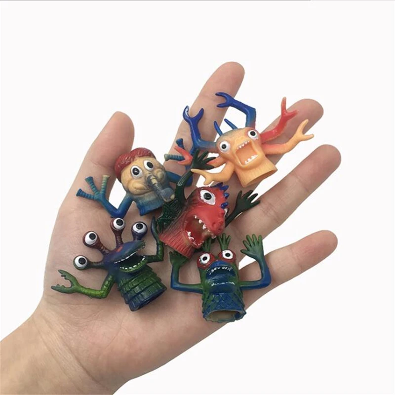 5pc Simulation Animal Finger Puppet Toy Funny Funny Monster Animal Toy Pinata Party Toy Children Story TPR Finger Toy Kids Gift
