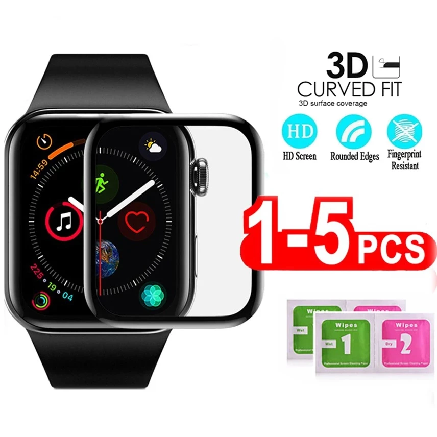 3D completa de la cubierta de protector de pantalla para Apple 5 4 40MM 44MM no de vidrio templado protector de pantalla suave película para Iwatch/4/5/6/SE