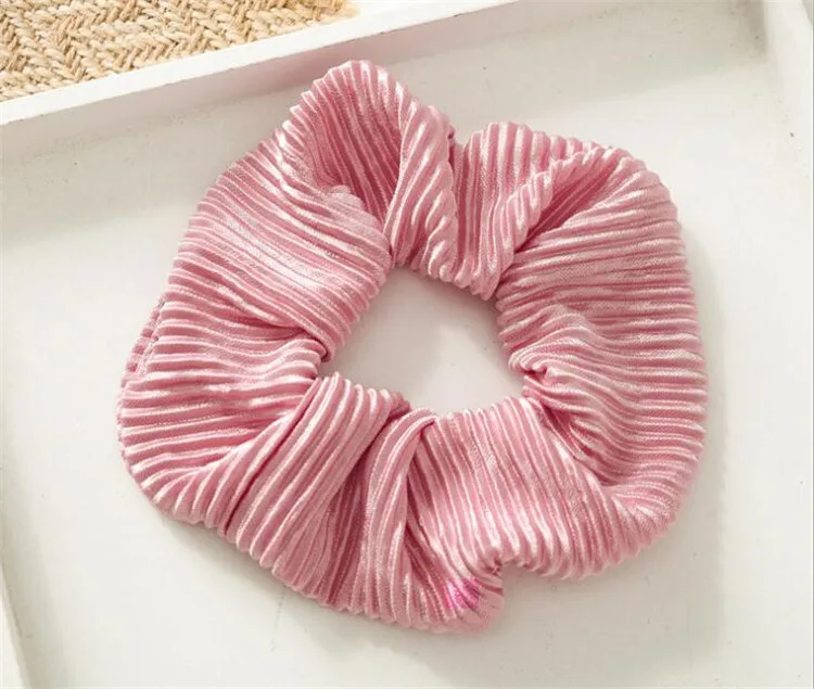 pink Женские Индивидуальные складные стильные Сатиновые однотонные большие резинки для волос, винтажные растягивающиеся эластичные ленты в стиле бохо, резинки для волос - Цвет: pink