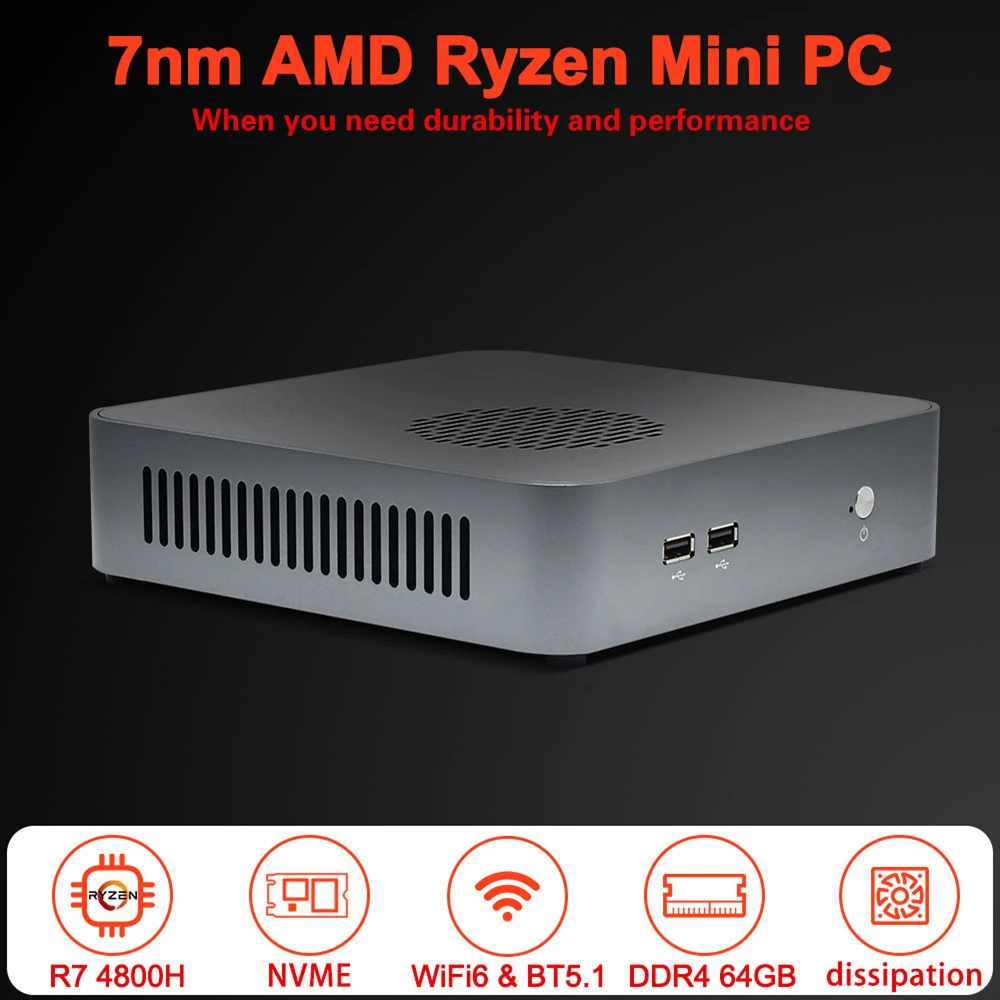 TOPTON Mini PC 7nm AMD Ryzen 7 4800H 5 4600H NVMe komputer do gier Windows 10 Pro 4K Radeon grafika pulpit WiFi6 lepiej niż i9