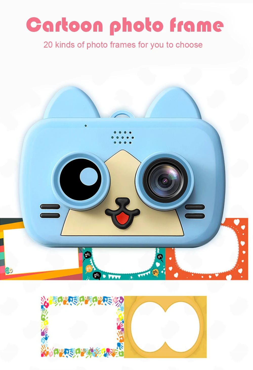 TISHRIC детская камера, детская модная цифровая мини-камера с мультипликационным котом, с функцией Wi-Fi, карта памяти, подарок, 1080 p, видео, селфи, детский фотоаппарат