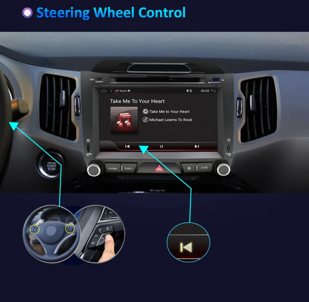 Автомобильный dvd-плеер Bosion 2G+ 32G Android 9,0, радио KIA sportage r 2011 2012 2013, автомагнитола, gps навигация, стерео
