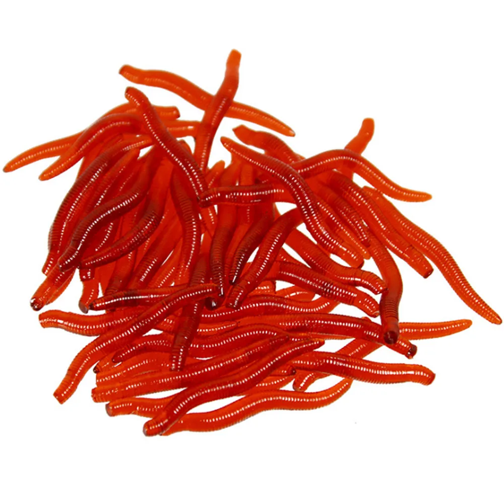 

50pcs/lot 3.5cm Lifelike Fishy Smell Red Soft Lure Fishing Simulation Earthworm red Worms Artificial Fishing Lure Tackle