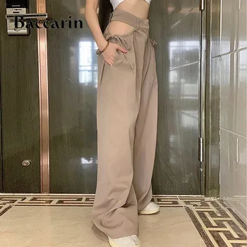 

Hollow Out Women Wide Leg Pants High Waist Loose Drawstring Ruched Streetwear Casual Solid Trousers Straight Harajuku